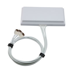 2400-2500, 5150-7125 MHz Wi-Fi 6E Flat Panel MIMO Antenna, 6 dBi Gain, 4 N Type Male Connectors
