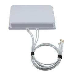 2400-2500, 3300-3800, 5150-7125 MHz Flat Panel MIMO Antenna, 6 dBi Gain, 4 RP SMA Male Connectors