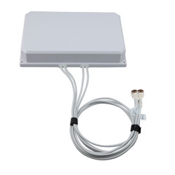 2400-2500, 3300-3800, 5150-7125 MHz Flat Panel MIMO Antenna, 6 dBi Gain, 4 N Type Male Connectors