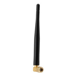 2.4 GHz to 5.85 GHz Dual Band Antenna, Monopole, 90-degree angle, RPSMA Male Connector, 1.2 and 4.26 dBi Gain
