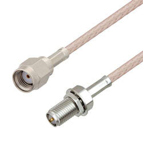 Reverse Polarity SMA Male to Reverse Polarity SMA Female Bulkhead Cable Assembly using RG-316 Coax, 1 FT