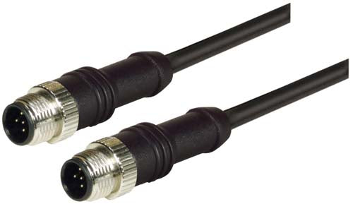 M12 5 Position A-Coded Male/Male Cable 2.0m