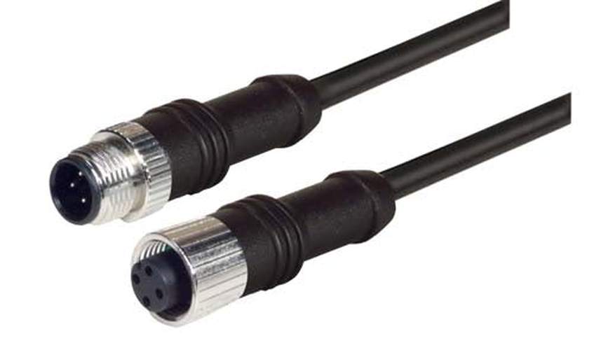 M12 4 Position D-Coded Male/Female Cable 1.0m
