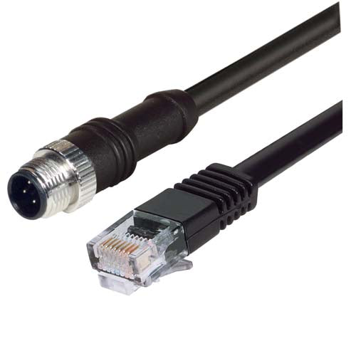 M12 4 Position D-Coded Male/RJ45 Male Cable 5.0m