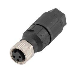 M8 3 Pole Female Field Termination Connector, 2 Piece, Quick Term Style