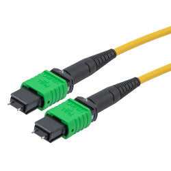 MPO w/ pins to MPO w/ pins, 24 Fiber, Type A, 9/125 SMF OS2, LSZH, 10 Meter