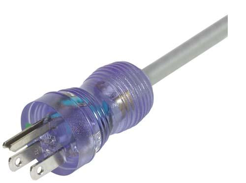 Cable hospital-grade-power-cord-clear-violet-sjt3-18-awg-n5-15-en60320c13-ul-csa