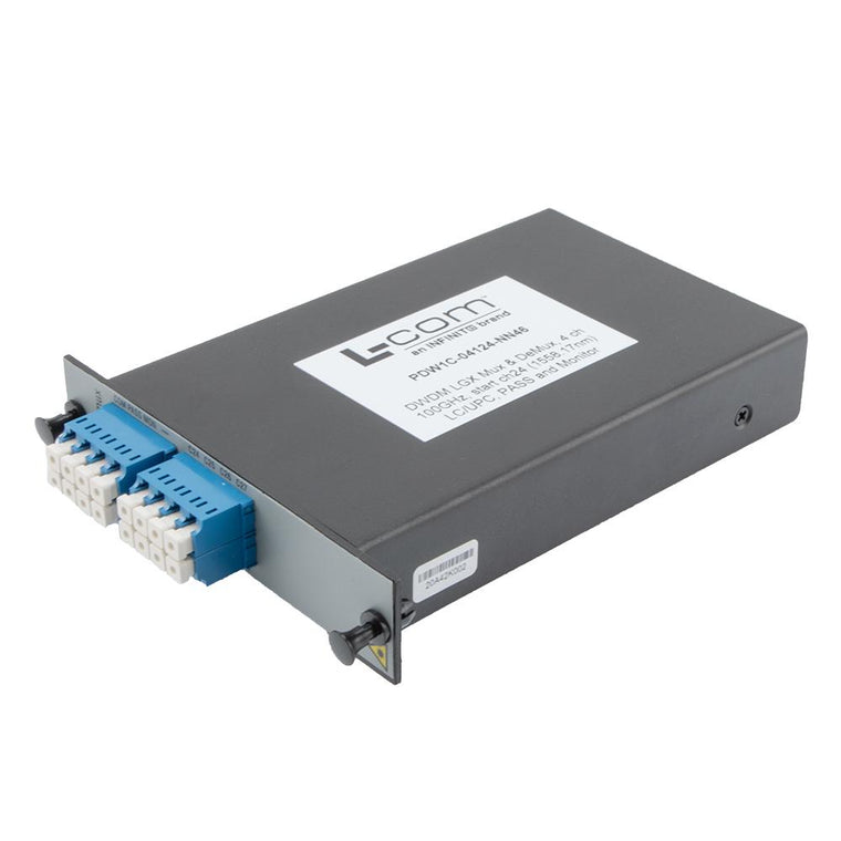 Passive DWDM, Plug-In Single LGX Combo Mux & DeMux, 4 Channels with 100 GHz spacing, start ch 24, LC-UPC connectors, with Pass & Monitor