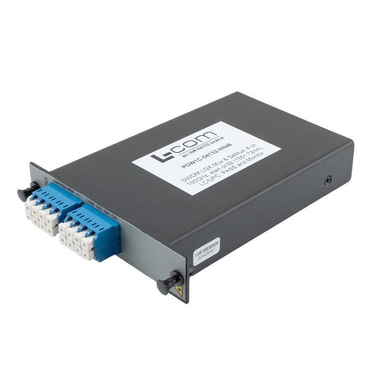 Passive DWDM, Plug-In Single LGX Combo Mux & DeMux, 4 Channels with 100 GHz spacing, start ch 32, LC-UPC connectors, with Pass & Monitor