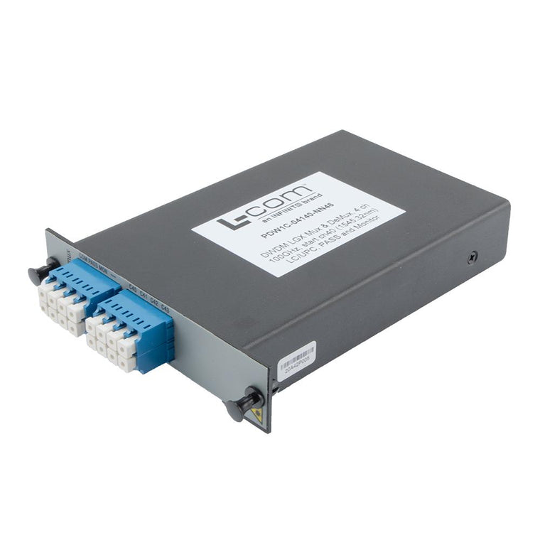 Passive DWDM, Plug-In Single LGX Combo Mux & DeMux, 4 Channels with 100 GHz spacing, start ch 40, LC-UPC connectors, with Pass & Monitor