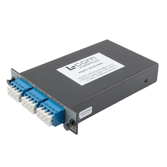 Passive DWDM, Plug-In Single LGX Combo Mux & DeMux, 8 Channels with 100 GHz spacing, start ch 20, LC-UPC connectors, with Pass & Monitor