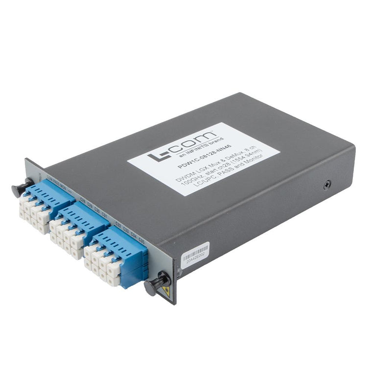 Passive DWDM, Plug-In Single LGX Combo Mux & DeMux, 8 Channels with 100 GHz spacing, start ch 28, LC-UPC connectors, with Pass & Monitor