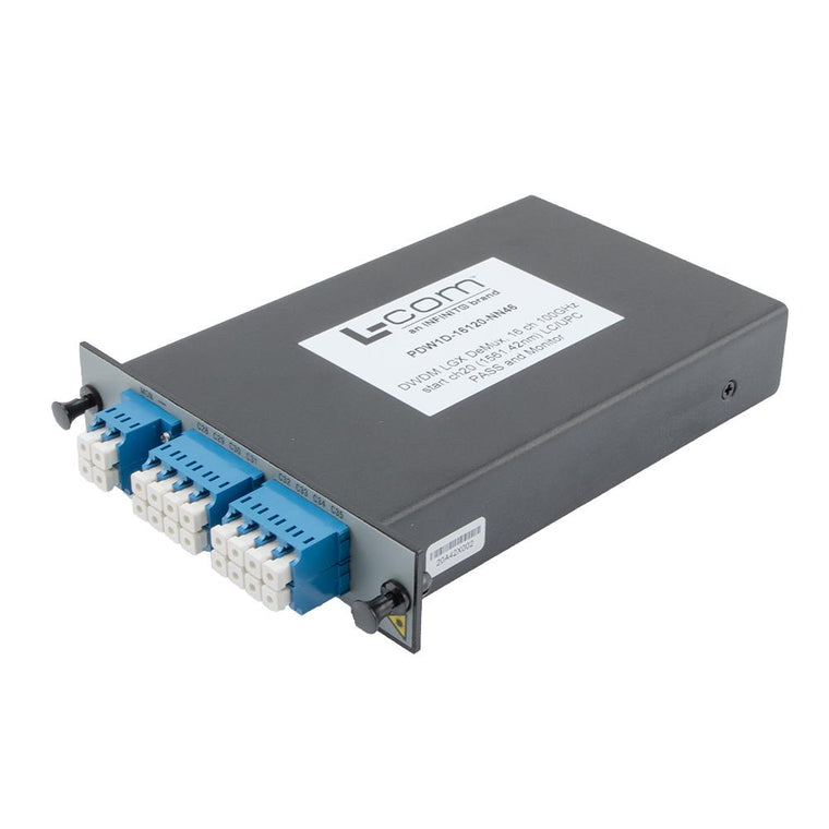 Passive DWDM, Plug-In Single LGX Demux, 16 Channels with 100 GHz spacing, start ch 20 (1561.42nm), LC-UPC connectors, with Pass & Monitor