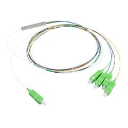 Passive PLC Splitter Field Unit, 1x04 Standard (Even) Split, 1.0m 900um colored fiber, SC/APC