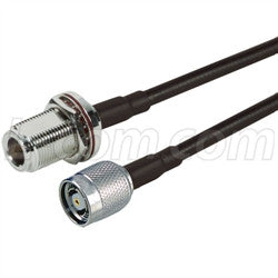 Cable rp-tnc-plug-to-n-female-bulkhead-pigtail-4-ft-195-series