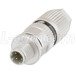 M12 4 Pin D-Code Male Shielded Field Termination Connector