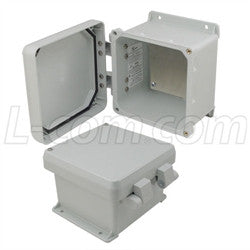 6x6x4-inch-ul-listed-weatherproof-nema-4x-enclosure-w-aluminum-mounting-plate-non-metallic-hinges L-Com Enclosure