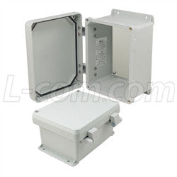 8x6x4-inch-ul-listed-weatherproof-nema-4x-enclosure-non-metal-mounting-plate-non-metallic-hinges L-Com Enclosure