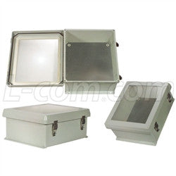 12x10x5-inch-weatherproof-windowed-nema-4x-enclosure-with-blank-aluminum-mounting-plate L-Com Enclosure