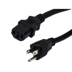 Universal CPU Power Cord - Nema 5-15P to C13 - 15 Amp - 1 FT - Black