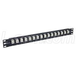 1.75" 16 Port Low Profile Category 6 Feed-Thru Panel, Shielded Low Profile Mini-Coupler