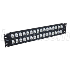 3.50" 32 Port Low Profile Category 6 Feed-Thru Panel, Unshielded Low Profile Mini-Coupler