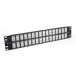 3.50" 32 Port ECF Flange Mounted Category 6 Feed-Thru Panel, Unshielded Low Profile Mini-Coupler