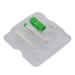 Splice-on connector kit, SC Single mode APC 0.9mm White Boot Green, with 10-piece connectors