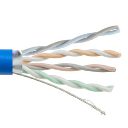 Category 6 Gigabit Ethernet Bulk Cable, Shielded F/UTP, 28AWG Stranded 4-Pair Slim-Line, CMP Plenum and 105C Jacket, Blue, 100FT