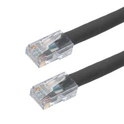 Category 5e Ethernet Cable Assembly, UTP Outdoor Industrial High Flex CM-CMX-PLTC TPE, RJ45 Male, 22AWG Stranded 600V PoE, Black, 250FT