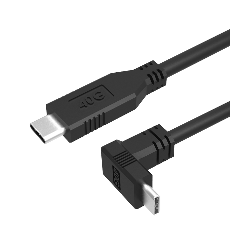 USB4 C to C Male Down Angle Passive Cable  - C Male Straight to C Male Down Angle 1m