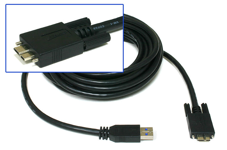 USB3.0 A to Micro B with locking screws cable - 3 Metres
