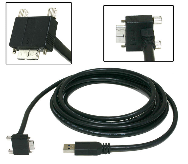 USB 3.0 A to Micro B angle R-01 with locking screws - 3 Metres