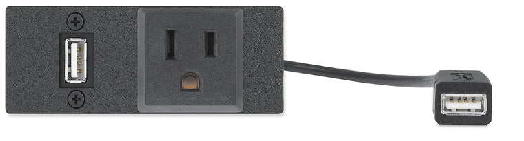 60-1935-02 AC USB 2.0 AAP AC Outlet USB A Pigtail AAP AV Module, Black