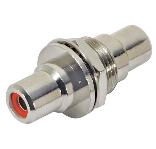 Coaxial Adapter, RCA Bulkhead Female / Female, 0.5" D-Hole, Red