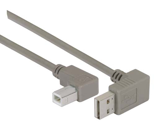 Right Angle USB Cable Down Angle A Male/ Left Angle B Male 2.0m