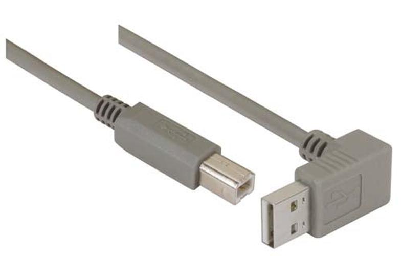 Right Angle USB Cable Down Angle A Male/ Straight B Male 2.0m