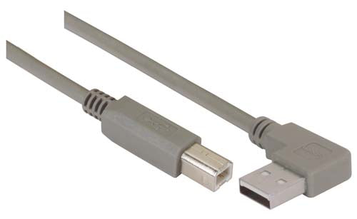 Right Angle USB Cable Left Angle A Male/Straight B Male 1.0m