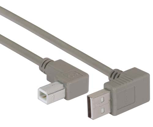Right Angle USB cable Up Angle A Male/ Left Angle B Male 1.0m