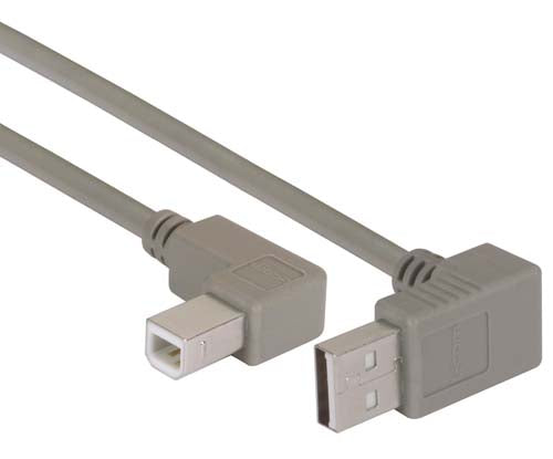 Right Angle USB Cable Up Angle A Male/ Right Angle B Male 2.0m