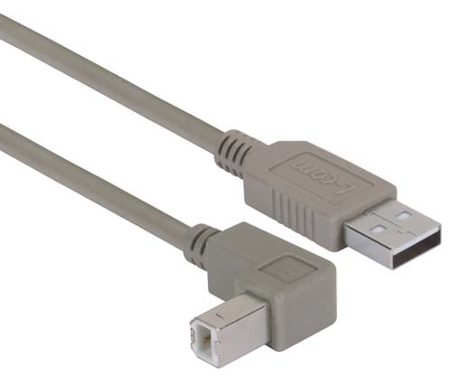 Right Angle USB Cable Straight A Male/Down Angle B Male 1.0m