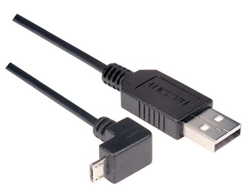 Right Angle USB cable Straight A Male/ Down Angle Micro B Male 1.0m