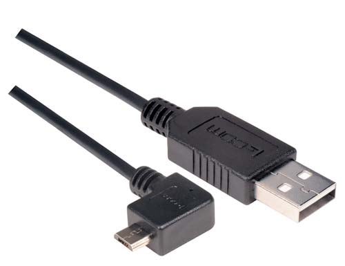 Right Angle USB cable Straight A Male/ Left Angle Micro B Male 1.0m
