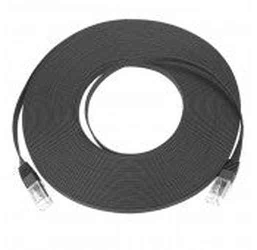 CAT5E-SF-10-BLACK   -   CAT5e Super Flat Stranded Unshielded Cable Ribbon Ethernet 10 ft RJ45 - RJ45 Black