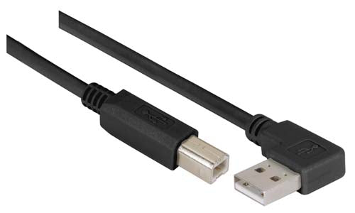 Right Angle USB Cable Right Angle A Male/Straight B Male Black 1.0m