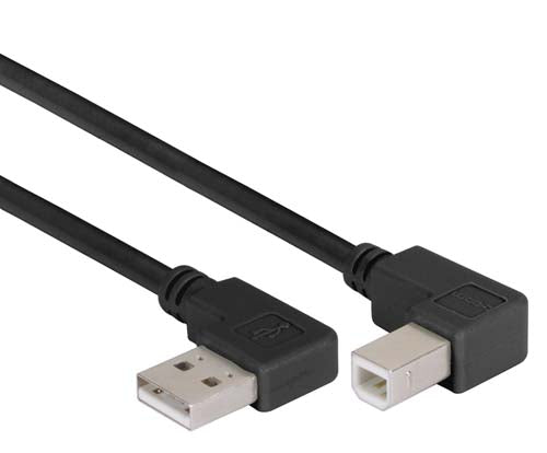 Right Angle USB CableRight Angle A Male/Right Angle B Male Black 1.0m