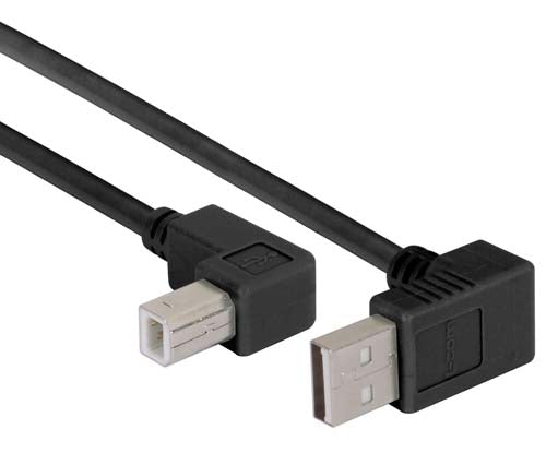 Right Angle USB cable Up Angle A Male/ Up Angle B Male Black 1.0m