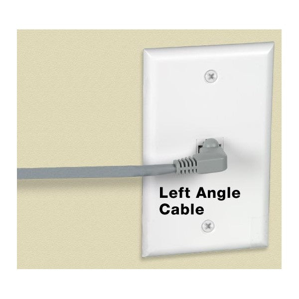 CAT5E-LAS-6-WHITE   -   CAT5E Left Angle Straight Ethernet Network Cable 90-Degree 6 ft RJ45 - RJ45 White