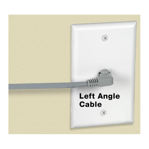 CAT5E Left Angle Straight Ethernet Network Cable 90-Degree 15 ft RJ45 - RJ45 Gray