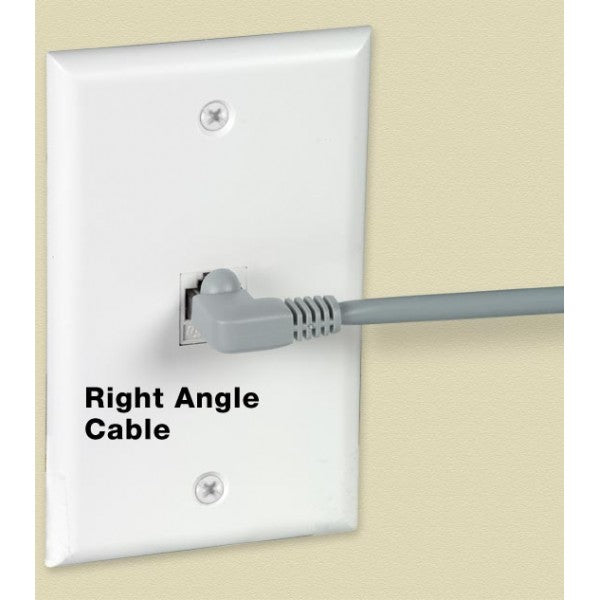 CAT5E-RA-11-GRAY   -   CAT5E Right Angle Ethernet Network Cable 90-Degree Patch 11 ft RJ45 - RJ45 Gray